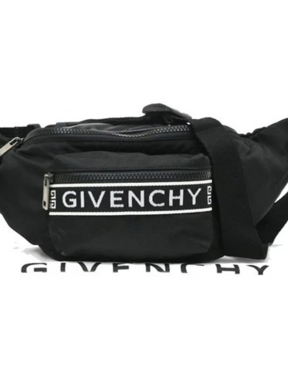 GIVENCHY Logo Body Bum Bag Nylon Canvas Black SHW 34KD838